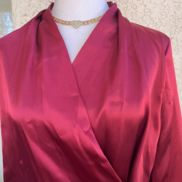 Calvin Klein Deep Red Satin Blouse Brand New - Picture 3 of 9